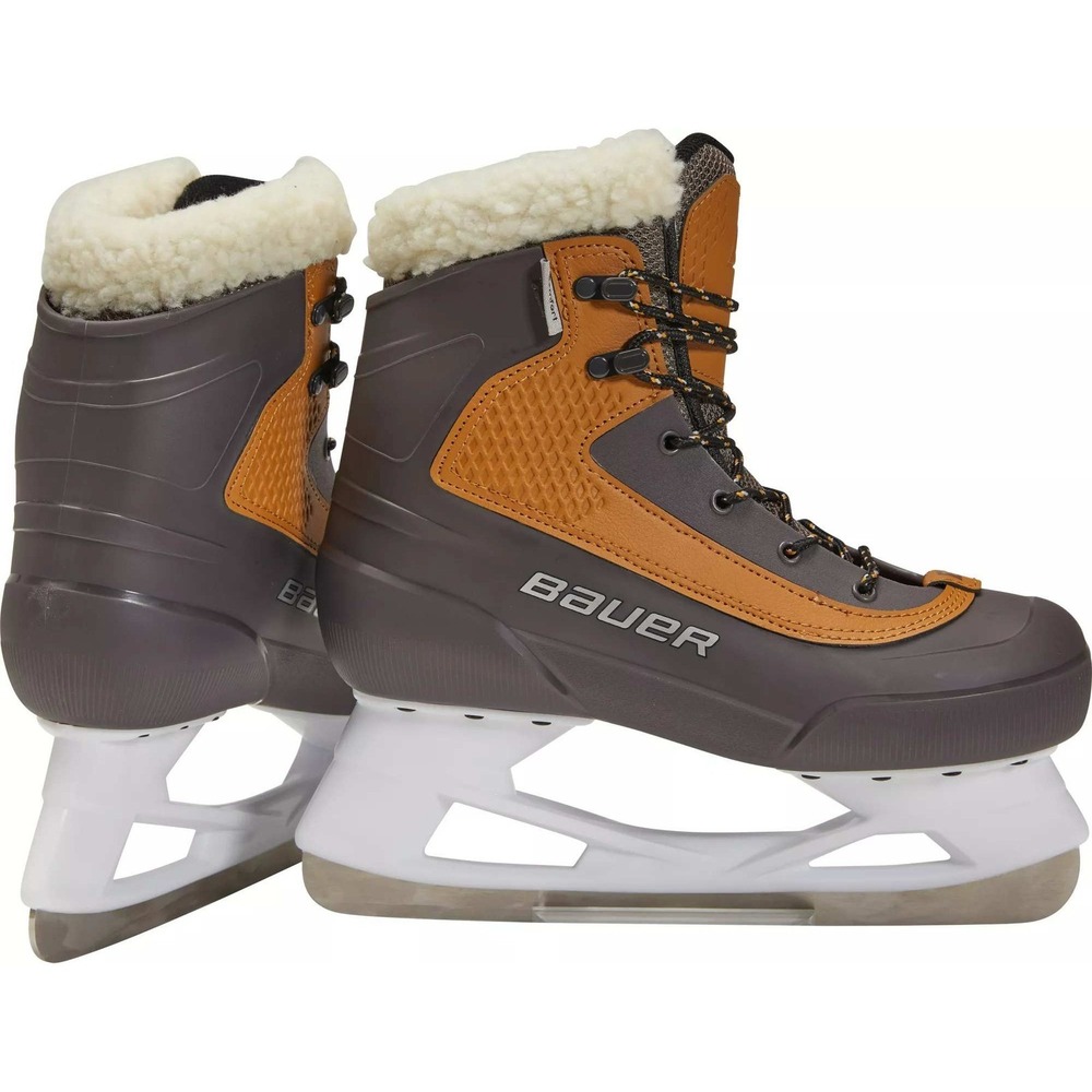 Bauer Expedition Recreational Ice Skates Kids Brown Tan Fleece Lined Skates SZ 3